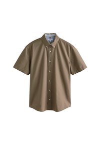 Korte mouwen button-up shirt in olijfgroene katoen, met een spread collar, knopen aan de voorkant en een klein geborduurd logo op de borst.