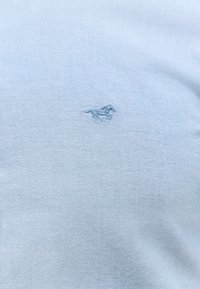 Himmelblaues Stoffhemd mit einem dezenten, gestickten Pferdelogo in etwas dunklerem Blau auf der linken Brustseite.