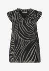 BLOUSE TOP MADE OF CHIFFON WITH SPLIT NECK - Blouse - black
