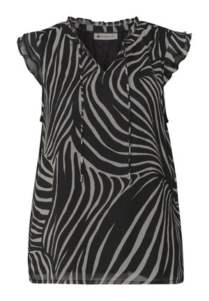 Street One, BLOUSE TOP MADE OF CHIFFON WITH SPLIT NECK, czarny