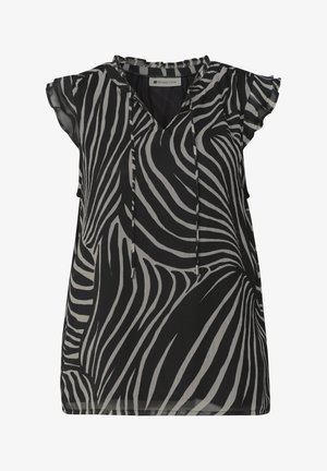 Street One, BLOUSE TOP MADE OF CHIFFON WITH SPLIT NECK - Blusa - black
