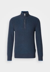 TROYER STRUCTURED BI COLOR EFFECT - Strickpullover - dark navy