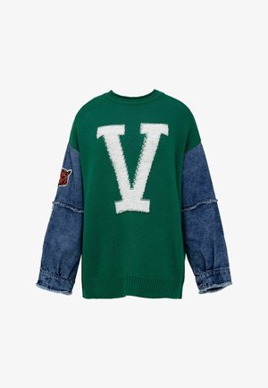 #VDR VILLADELLEROSE, LETTER PRINT OVERSIZE KNIT SWEATER - Πουλόβερ - green