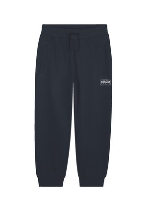 Marineblaue Jogginghosen mit elastischem Bund, Kordelzug, Seitentaschen, gerippten Bündchen und weißem Kenzo Paris-Logo an der linken Oberschenkel.