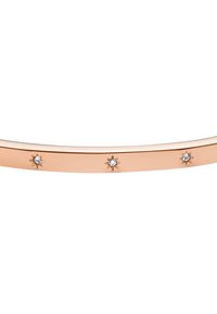 Bracelet en or rose au design lisse et incurvé, orné de trois accents en forme d'étoile avec des gemmes transparentes incrustées.