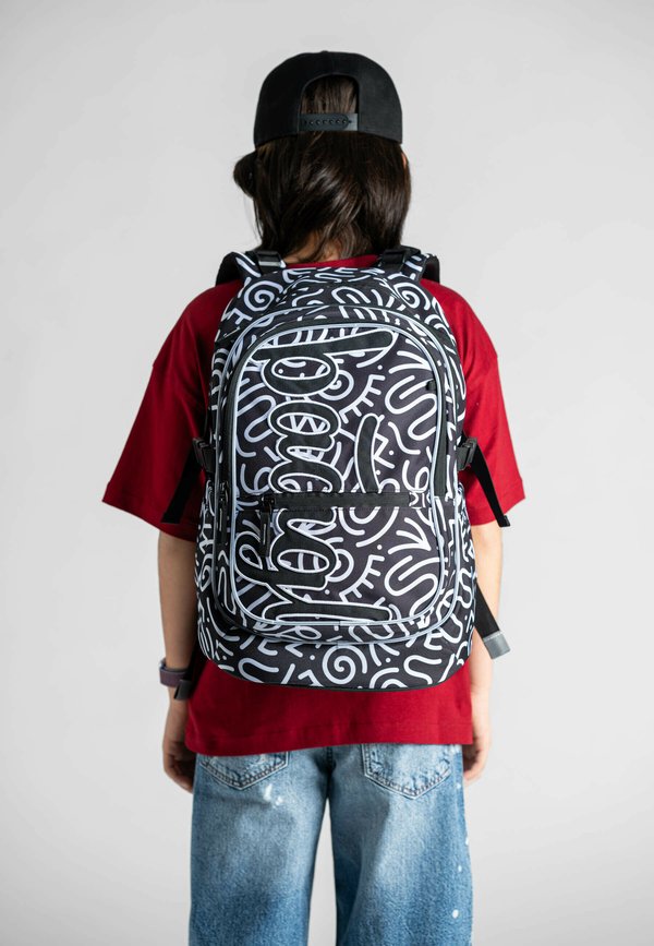 3 SET ERGONOMISCHE SCHULRUCKSACK - SCHULTASCHE CORE  - Schulranzen Set - schwarz