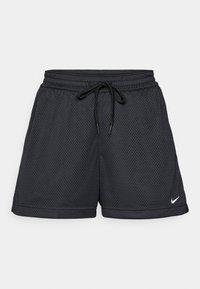 Svart mesh shorts med elastisk midjebånd, snøringdetalj og liten hvit Nike-logo på bunnkanten.