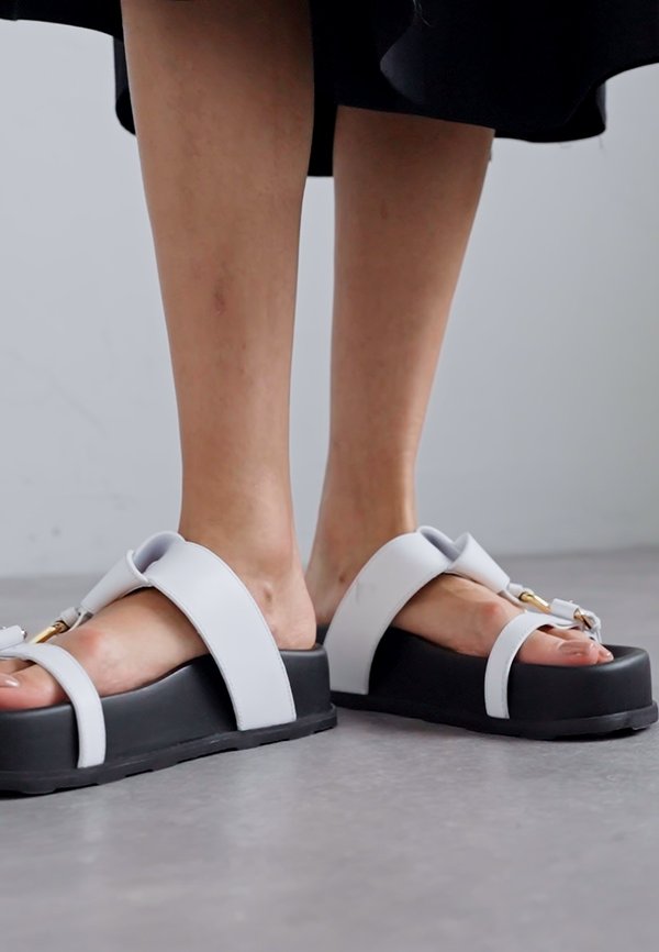 BELTED UP - Platform sandals - bianco2