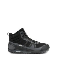 Stivali da trekking neri con design a collo alto, dotati di tomaia testurizzata, punta rinforzata e suola in gomma Michelin per una migliore trazione.