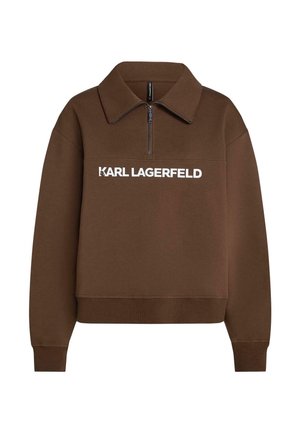 KARL LAGERFELD, LOGO ATHLEISURE HALF-ZIP - Haut de pyjama - chestnut