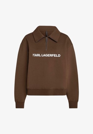 KARL LAGERFELD, LOGO ATHLEISURE HALF-ZIP - Pidžaama ülemine osa - chestnut
