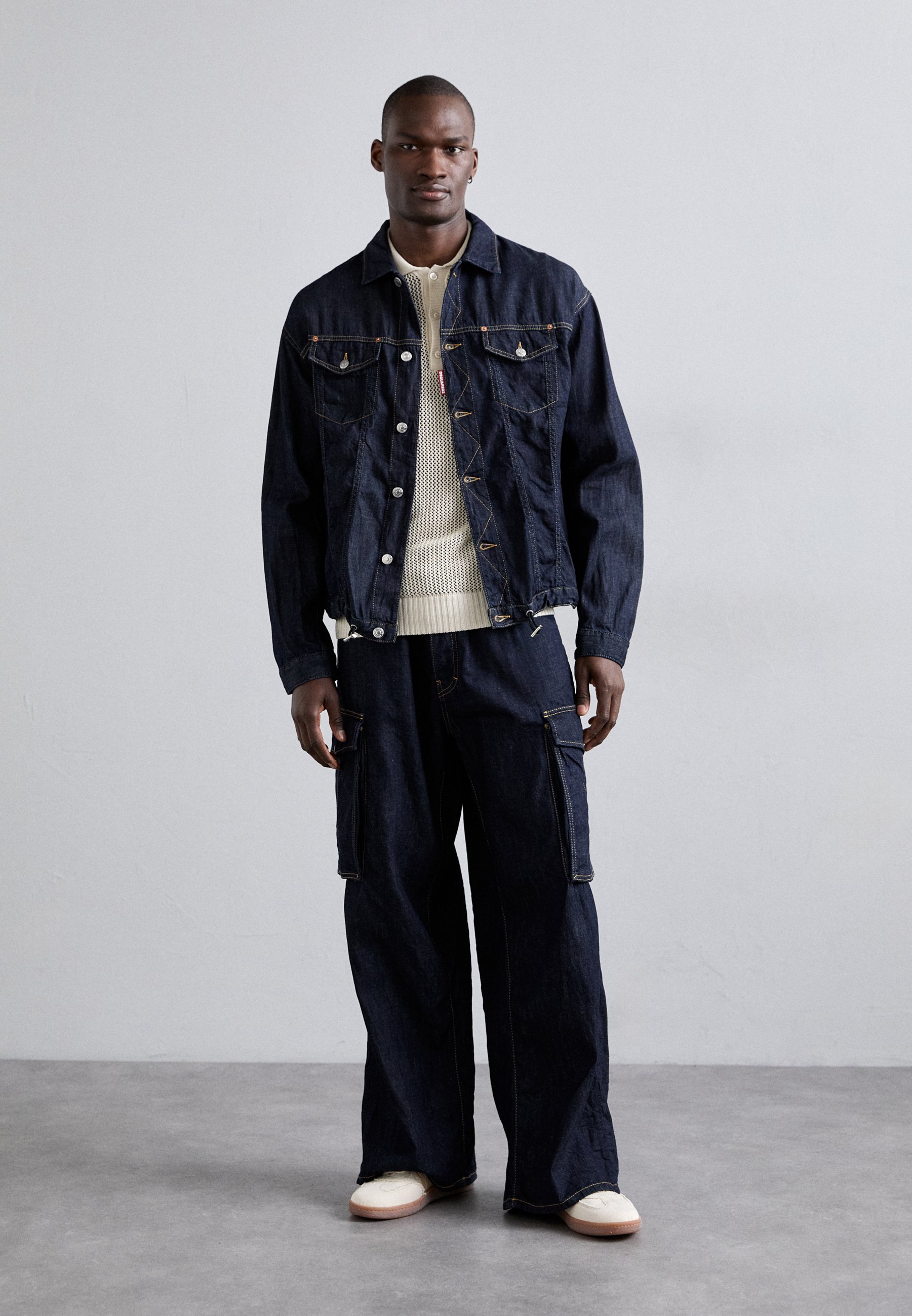 Dsquared2 DRAWSTRING JACKET - Denim jacket - navy blue/blue denim