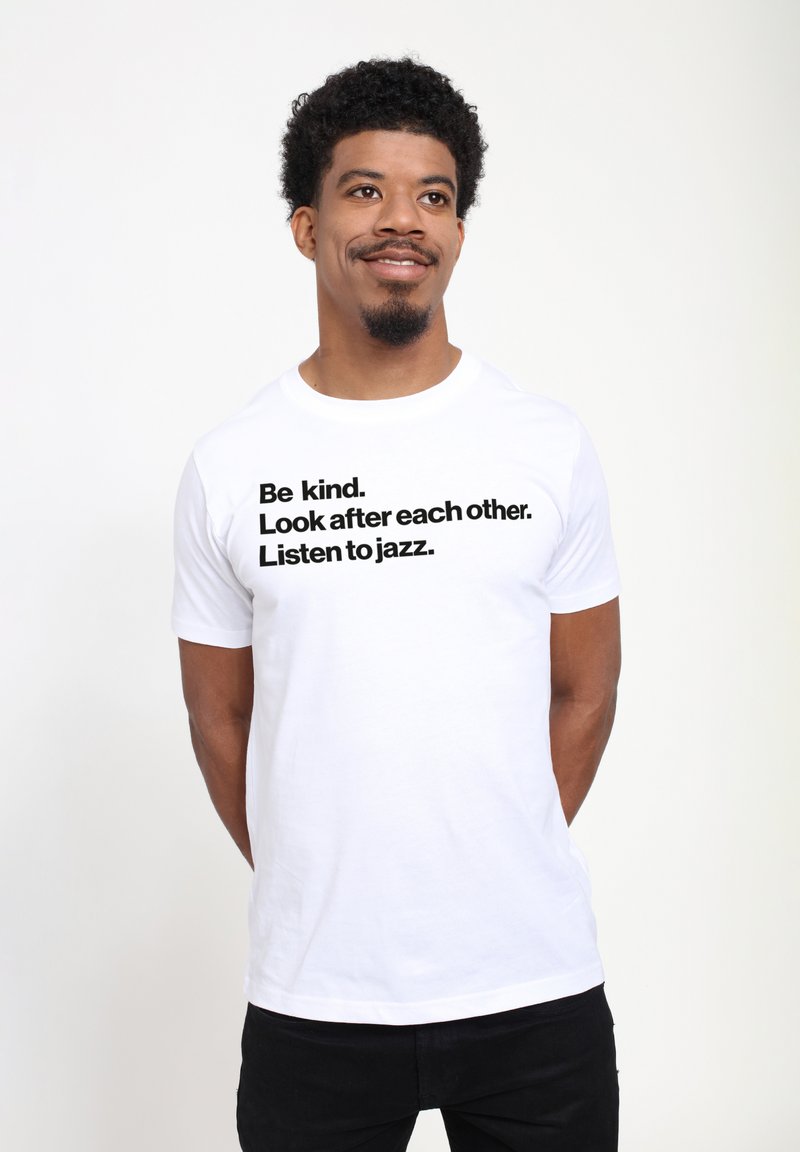Henry Tiger MUSIC LISTEN TO JAZZ - Print T-shirt - white