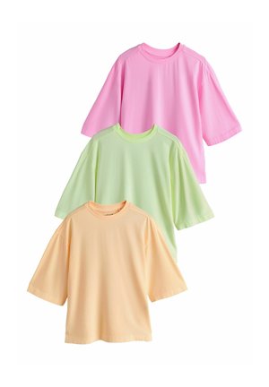 PACK OF 3 - T-shirts basic - bright pink/yellow/orange
