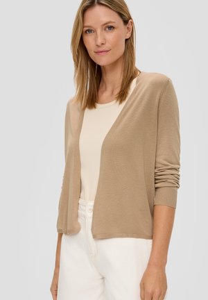 s.Oliver STRETCH MIT RIPPBÜNDCHEN - Strickjacke - beige