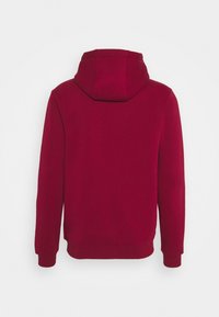 Felpa con cappuccio bordeaux a maniche lunghe, polsini e orlo a costine, realizzata in materiale morbido, con un design semplice e pulito.