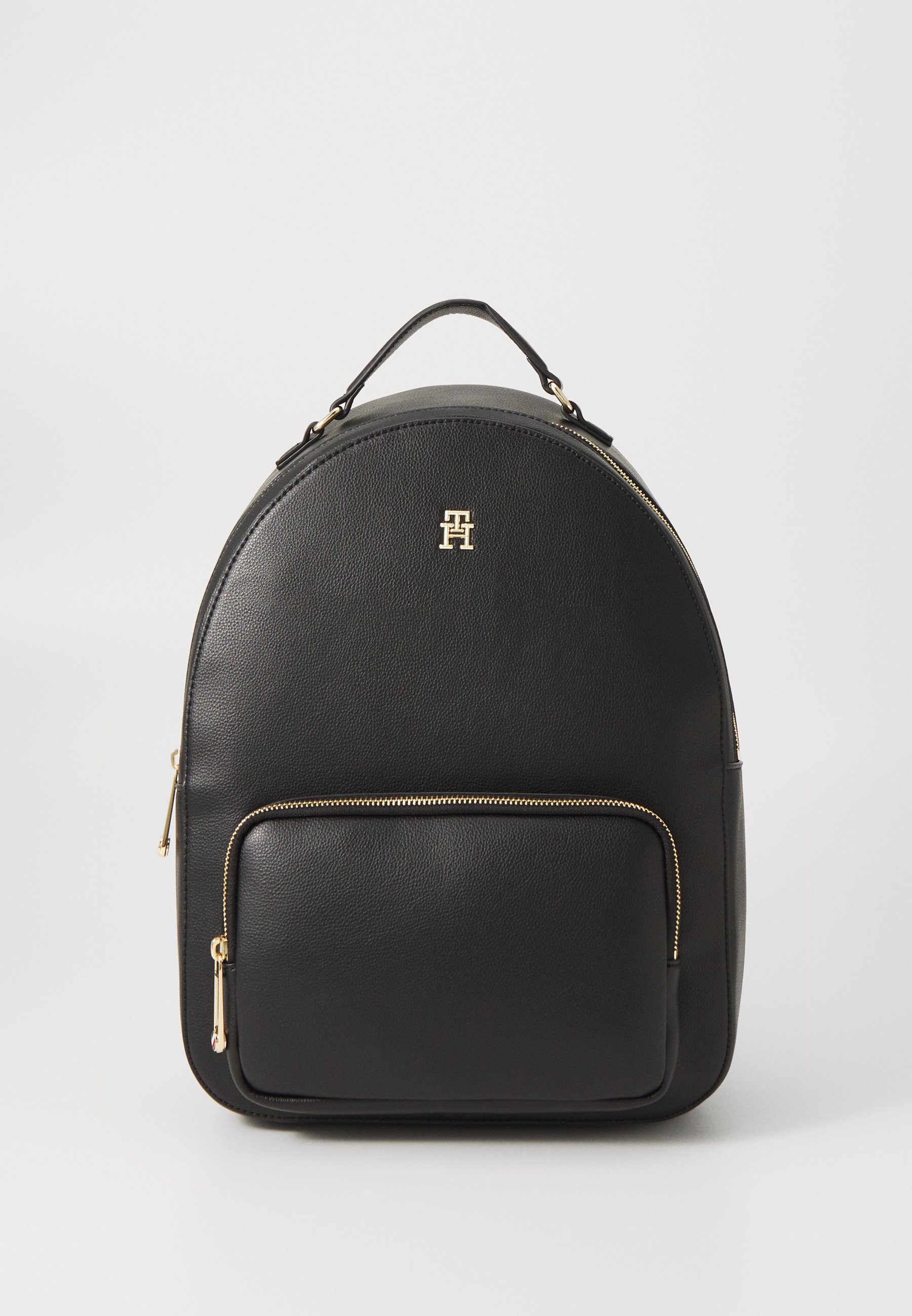 Tommy Hilfiger Black Textured Faux Leather Backpack with Gold Hardware Tommy Hilfiger Karla Small Dome Backpack Black One Size  main image 4