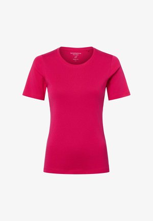 T-Shirt mit kurzen Ärmeln und Rundhalsausschnitt in leuchtendem Pink, aus reiner Baumwolle, mit regulärer Passform und glatter Textur.