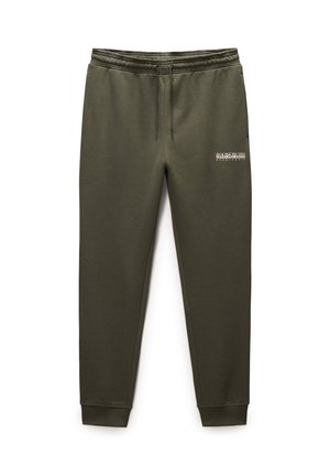 Pantaloni della tuta verdi con vita elastica e cordino, con logo sulla parte superiore della coscia sinistra. Tessuto morbido con polsini a coste.