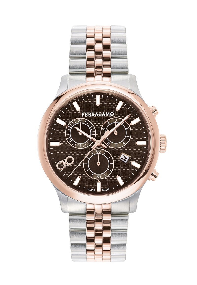 FERRAGAMO DUO - Cronografo - silver-tone  rose gold