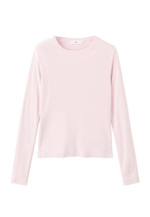 Long-sleeve shirt in light pink, made of soft fabric. Features a round neckline and a straight cut, with no visible patterns or accents.