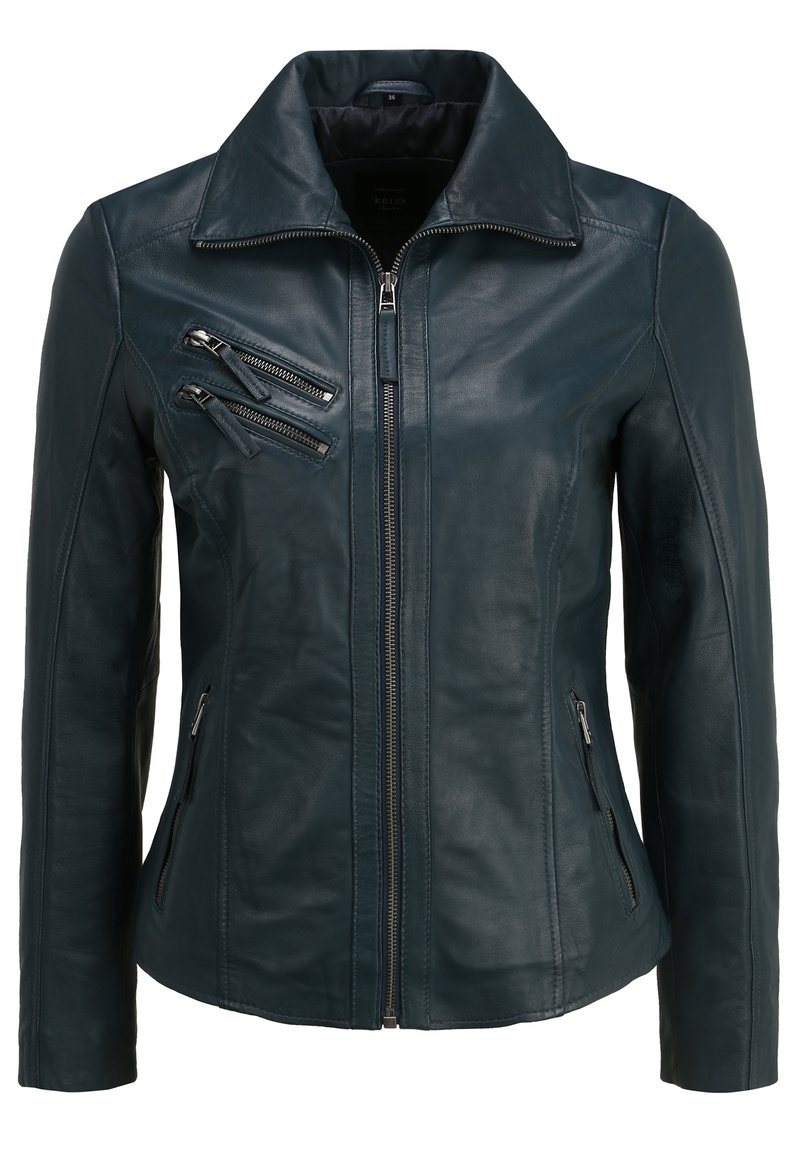 Damen Leichte Jacken | KRISS BEMANDA Lederjacke petrol - LN39651 Damen Leichte Jacken | KRISS BEMANDA Lederjacke petrol - LN39651