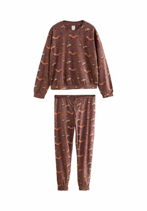 REGULAR FIT SET - Pyjama - chocolate brown fox print