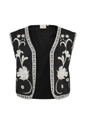 ONLY Carmakoma, CARTHYRA S/L EMB VEST WVN - Pluus - black detail:white emb