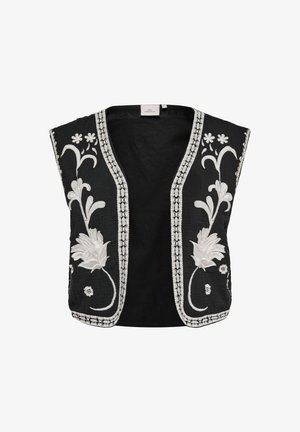 ONLY Carmakoma, CARTHYRA S/L EMB VEST WVN - Blouse - black detail:white emb
