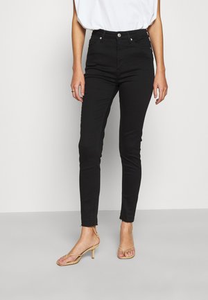 SKINNY HIGH WAIST OPEN HEM - Jeans Skinny Fit - black