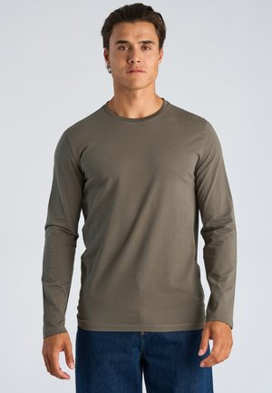 Lindbergh, LINDBERGH BASIC O-NECK STRETCH TEE L/S - Langærmet T-shirt - dk grey stone