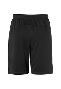 Pantaloni sportivi neri con un elastico in vita, dotati di un pannello in rete nella parte superiore e di un tessuto liscio, progettati per il comfort e il movimento.