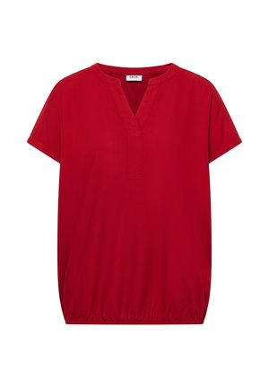 Cecil, SHORT-SLEEVE BLOUSE WITH SPLIT NECK, ciemnoczerwony