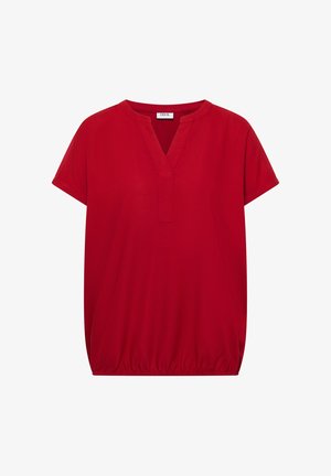 Cecil, SHORT-SLEEVE BLOUSE WITH SPLIT NECK - Bluse - tamarillo red