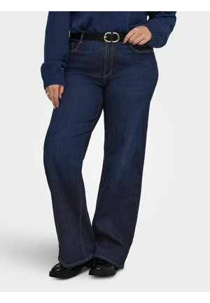 ONLY Carmakoma, WIDE-FIT JEANS CARTHUNDER HIGH WAIST WIDE LEG FIT JEANS - Flared jeans - dark blue denim