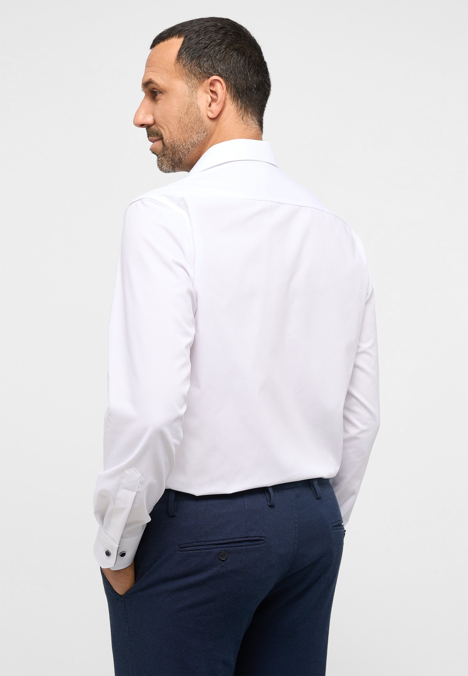 Camicia ETERNA Uomo In Popeline | Comfort Fit | Sunset Red | Manica Lunga Con Chiusura A Bottoni