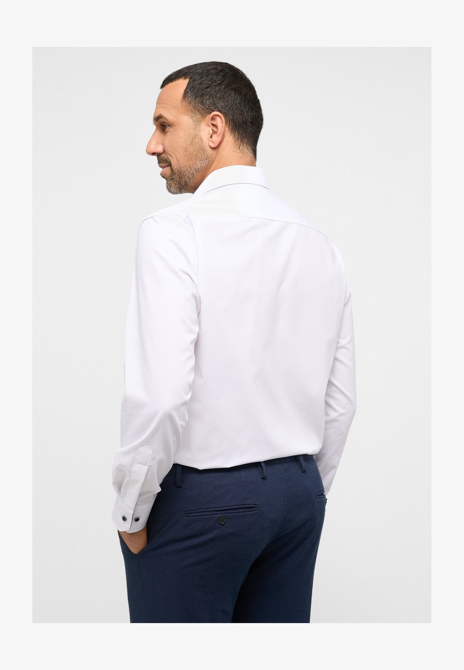 Camicia ETERNA Uomo In Popeline | Comfort Fit | Sunset Red | Manica Lunga Con Chiusura A Bottoni