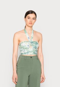 Abercrombie & Fitch BARE SCARF HALTER - Top - green floral