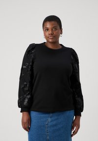 ONLY Carmakoma CARROSANNA O NECK MIX  - Ikdienas džemperis - black