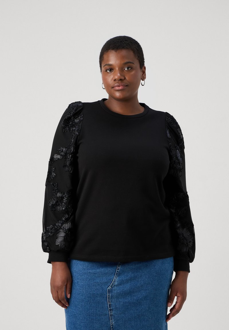 ONLY Carmakoma CARROSANNA O NECK MIX  - Ikdienas džemperis - black