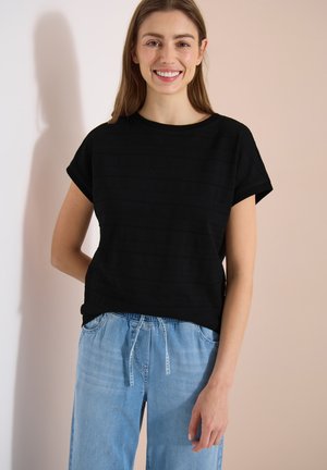 Cecil, T-SHIRT MIT U-BOOT-AUSSCHNITT UND STRUKTUR - T-shirt imprimé - black