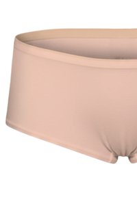 Mutande hipster beige realizzate in tessuto morbido ed elasticizzato, con una vita larga e un design senza cuciture per il massimo comfort.