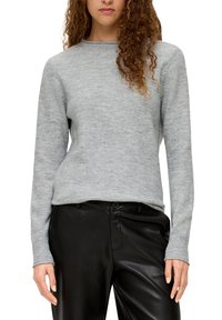 QS MIT ROLLSAUMBLENDE - Strickpullover - grau meliert