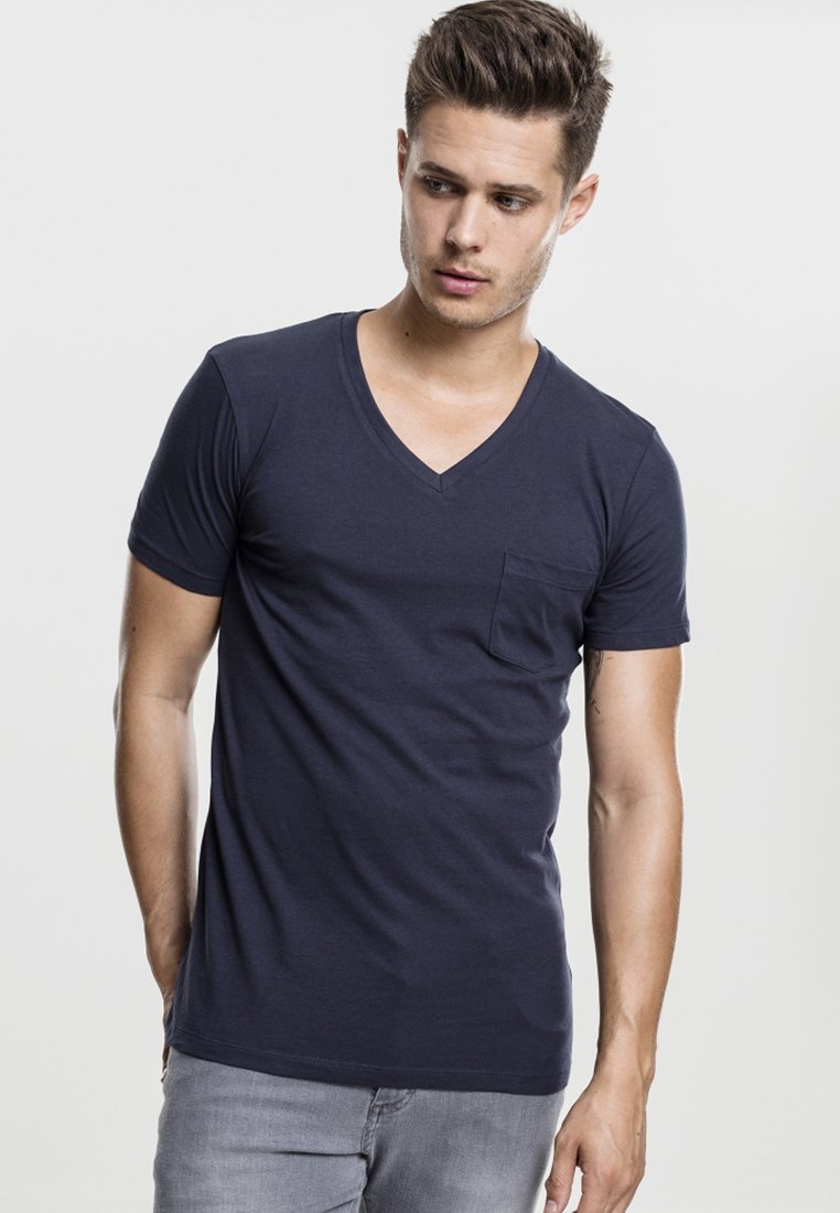 Urban Classics V-NECK POCKET TEE - Pamata T-krekls - navy