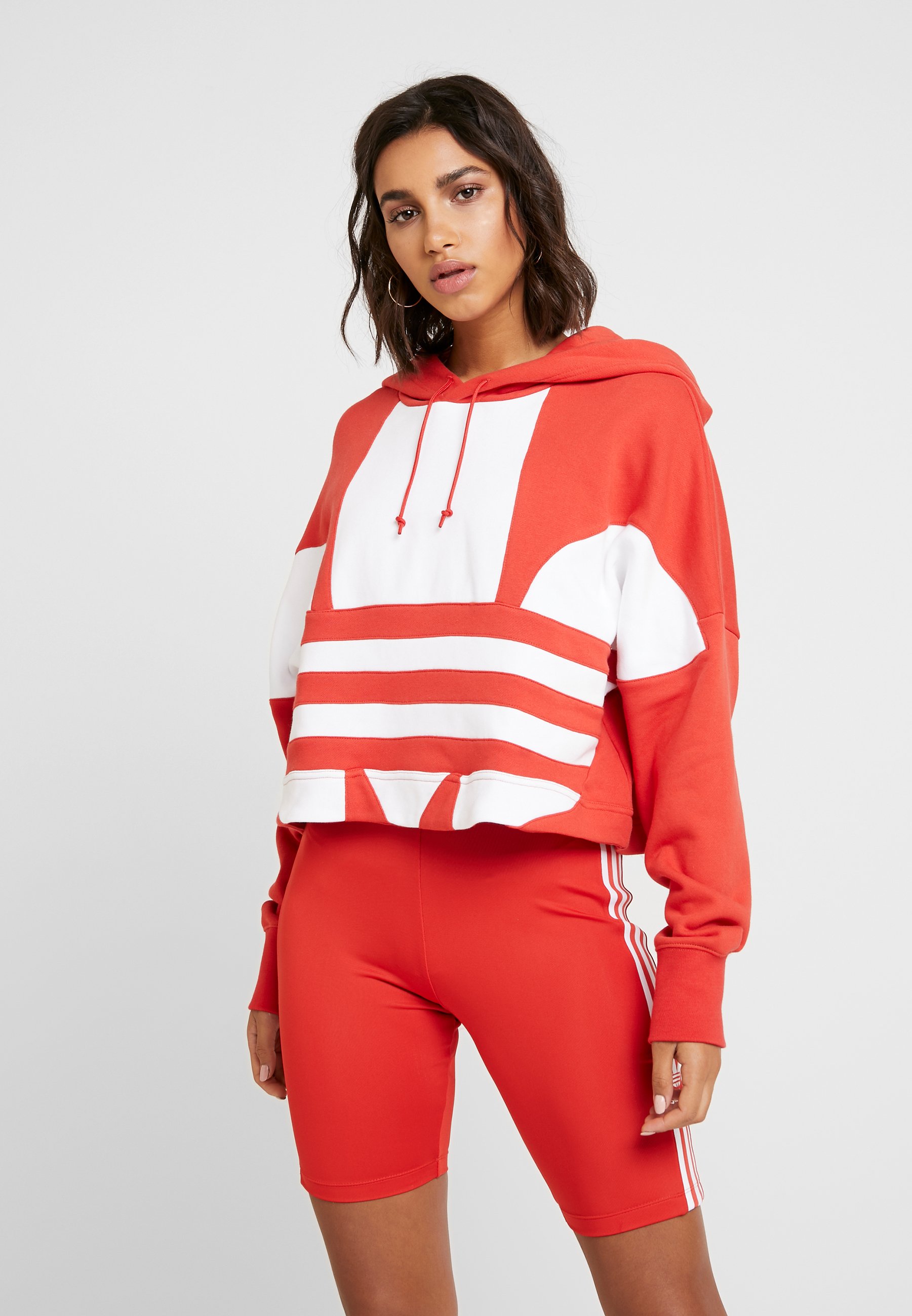 adidas Originals ADICOLOR LARGE LOGO CROPPED HODDIE SWEAT adidas Originals CROPPED LARGE LOGO HOODIE - Hoodie - orange