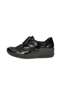 Rieker Chausson Femme 66392 | Textile Et Synthétique | Semelle Cuir | Sans Fermeture | Noir Asphalte