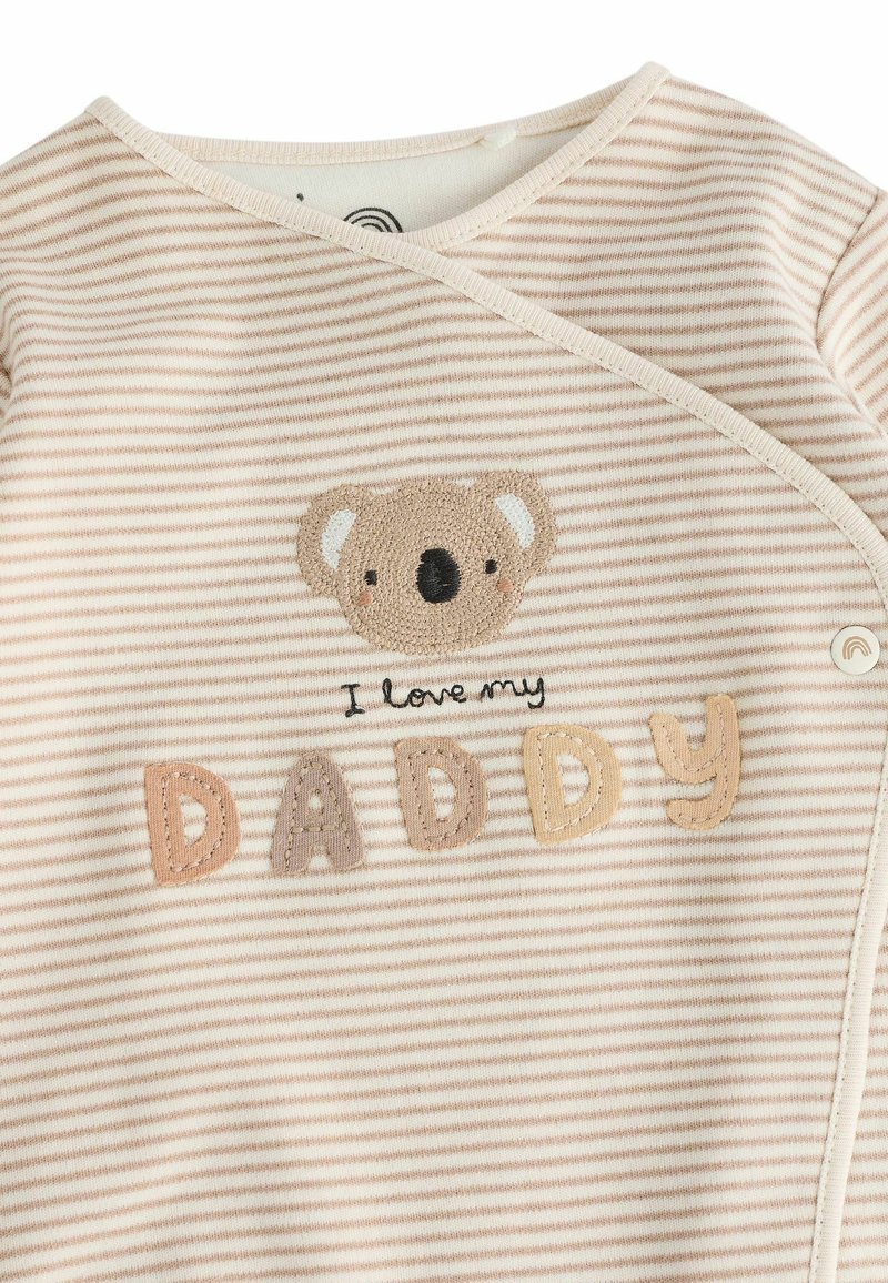 Set 2 Tutine Neonato I Love Daddy &amp; Mummy - 100% Cotone - Body Con Bottoni A Pressione - 0-12 Mesi
