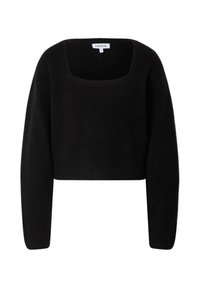 Zwarte cropped sweater met een vierkante halslijn, lange mouwen en een ribgebreide zoom. Gemaakt van zachte, textuurstof met een comfortabele pasvorm.
