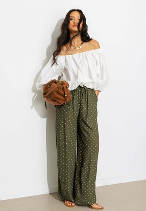 Promod, PANTALON LARGE À POIS - Pantalon classique - imprimé kaki