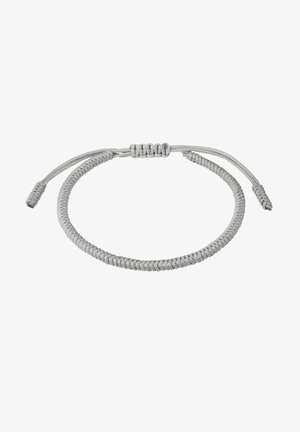 Ezüst paracord karkötő fonott dizájnnal, állítható csúszó záródással és texturált felületi részletezéssel. Egyszerű és minimalista dizájn.